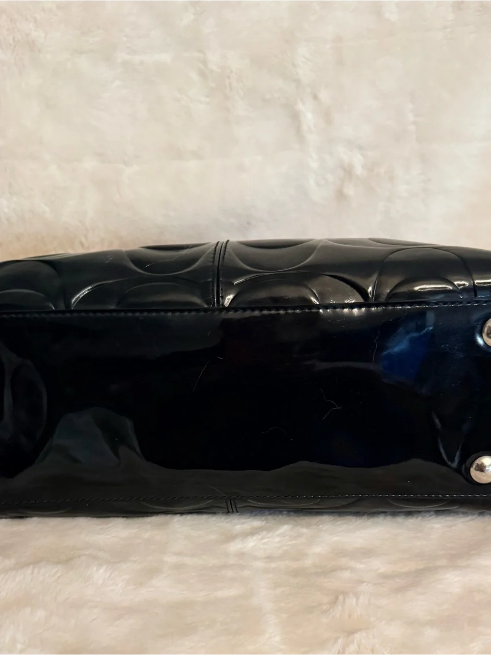 Y2K  Coach Hamptons Signature Embossed Patent Leather Carryall F14413